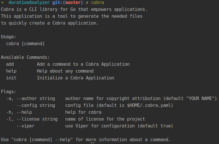 cobra command output cobra command output