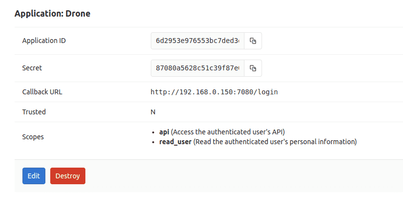 gitlab application page gitlab application page
